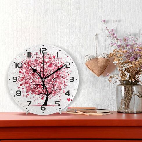 ZOEO Large Wall Clocks, Valentine Tree Hearts Battery Operated Non Ticking 10 inch Clock Silent Art Bedroom Kitchen Clock Atomic Analog Clocks Home Decor in Kuwait