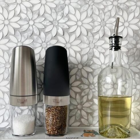 Admired By Nature Electric Salt and Pepper Grinder, Battery-Operated with Adjustable Coarsenessa, Blue LED light and Automatic one handed grinder, ABN5M009-BLK, Black (Pack of 4) in Kuwait