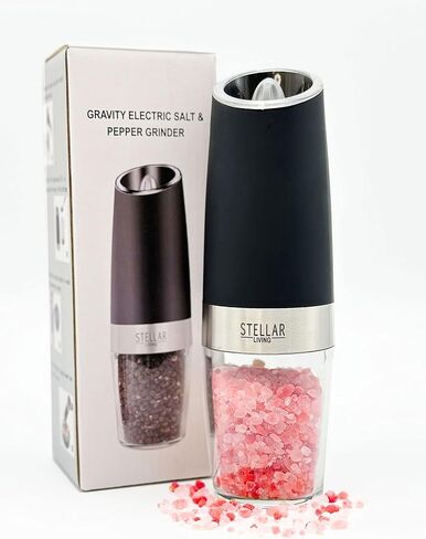 Admired By Nature Electric Salt and Pepper Grinder, Battery-Operated with Adjustable Coarsenessa, Blue LED light and Automatic one handed grinder, ABN5M009-BLK, Black (Pack of 4) in Kuwait