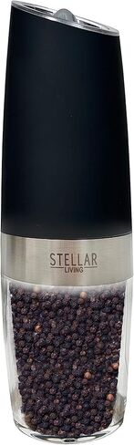 Admired By Nature Electric Salt and Pepper Grinder, Battery-Operated with Adjustable Coarsenessa, Blue LED light and Automatic one handed grinder, ABN5M009-BLK, Black (Pack of 4) in Kuwait