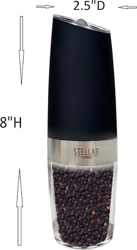 Admired By Nature Electric Salt and Pepper Grinder, Battery-Operated with Adjustable Coarsenessa, Blue LED light and Automatic one handed grinder, ABN5M009-BLK, Black (Pack of 4) in Kuwait