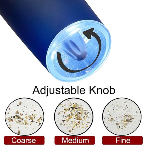 Admired By Nature Electric Salt and Pepper Grinder, Battery-Operated with Adjustable Coarsenessa, Blue LED light and Automatic one handed grinder, ABN5M009-BLK, Black (Pack of 4) in Kuwait