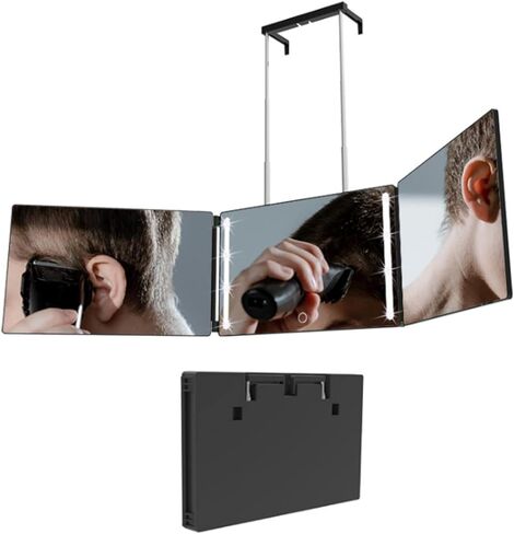 مرآة 360 درجة لقص الشعر للرجال مع مرآة خفيفة ثلاثية الاتجاهات لقص الشعر الذاتي، مرآة ثلاثية الاتجاهات لقص الشعر الخاص بك، مرآة حلاقة ذاتية، مرآة 3 جوانب لرؤية الجزء الخلفي من الرأس in Kuwait