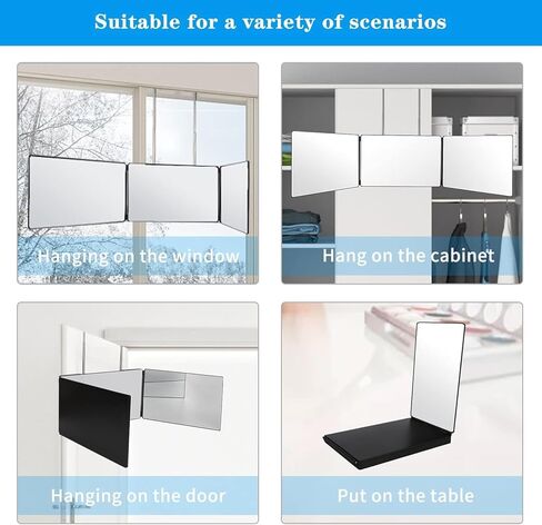 مرآة 360 درجة لقص الشعر للرجال مع مرآة خفيفة ثلاثية الاتجاهات لقص الشعر الذاتي، مرآة ثلاثية الاتجاهات لقص الشعر الخاص بك، مرآة حلاقة ذاتية، مرآة 3 جوانب لرؤية الجزء الخلفي من الرأس in Kuwait