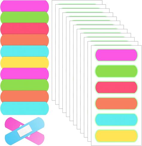 240 Pcs Kids Bandage Glow in The Dark Bandage Colored Adhesive Flexible Fabric Bandages Neon Waterproof Breathable Bandages for Kids Children Minor Cuts Scrapes and Wounds in Saudi Arabia