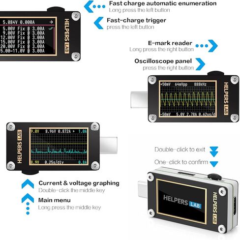 USB السلطة متر USB 3.1 تستر رقمي متعدد فاحص الحالي كاشف جهد Lua معالجة البيانات تيار مستمر 26 فولت 6A PD 2.0/3.0 QC 2.0/3.0/4.0 PPS VOOC FCP SSCP AFC الزناد وبرامج الكمبيوتر in Kuwait