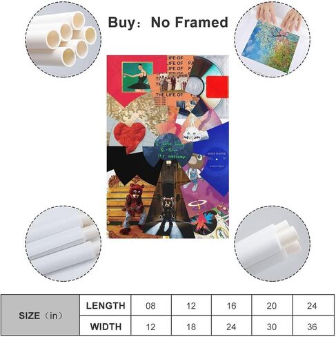 ChezMax KANYE WEST ملصق ألبوم يغطي ملصق ملصق 90s قماش جدار الفن غرفة ديكور جمالي ملصقات 12 × 18 بوصة (30 × 45 سم) in Kuwait