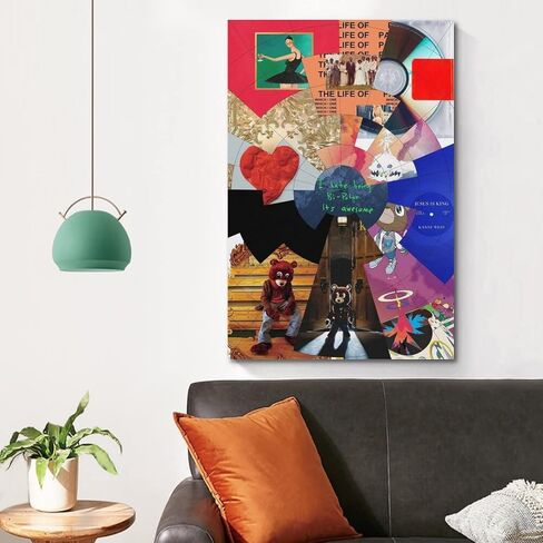 ChezMax KANYE WEST ملصق ألبوم يغطي ملصق ملصق 90s قماش جدار الفن غرفة ديكور جمالي ملصقات 12 × 18 بوصة (30 × 45 سم) in Kuwait