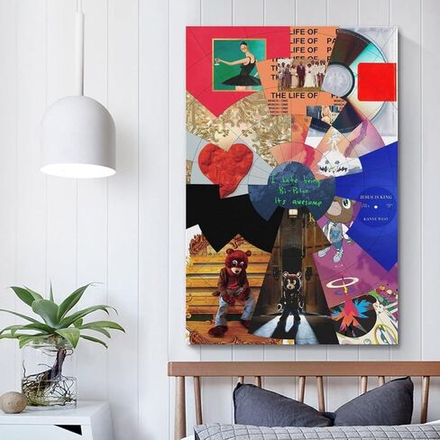 ChezMax KANYE WEST ملصق ألبوم يغطي ملصق ملصق 90s قماش جدار الفن غرفة ديكور جمالي ملصقات 12 × 18 بوصة (30 × 45 سم) in Kuwait