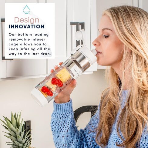 Infusion Pro 24 oz Fruit Infuser Water Bottle : Motivational Time Marker : Screw Top Lid with Large Spout : Insulated Sleeve & Fruit Infused Water eBook : Bottom Loading Infuser - Ocean Breeze in Saudi Arabia