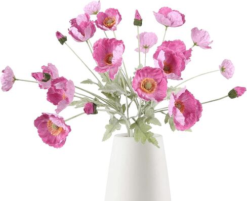 IPOPU Orange Flowers Artificial Poppies 6pcs Real Touch Orange Poppy Flowers Artificial Silk Flower with Stems for for Faux Floral Arrangements Home Table Decor (Orange) in Saudi Arabia