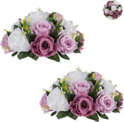BLOSMON Flower Ball Centerpieces for Table 6 Pcs Centerpiece Flowers Fake Dusty Blue Rose Artificial Silk Floral Arrangement Center Piece Kissing Bouquet for Wedding Party Valentines Day Home Decor in Saudi Arabia