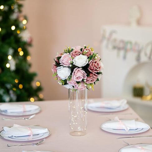 BLOSMON Flower Ball Centerpieces for Table 6 Pcs Centerpiece Flowers Fake Dusty Blue Rose Artificial Silk Floral Arrangement Center Piece Kissing Bouquet for Wedding Party Valentines Day Home Decor in Saudi Arabia