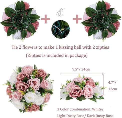 BLOSMON Flower Ball Centerpieces for Table 6 Pcs Centerpiece Flowers Fake Dusty Blue Rose Artificial Silk Floral Arrangement Center Piece Kissing Bouquet for Wedding Party Valentines Day Home Decor in Saudi Arabia