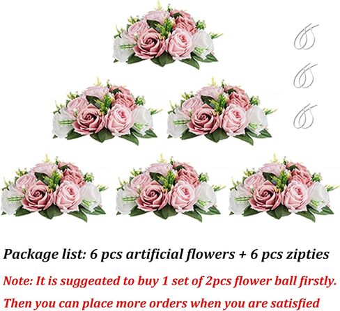 BLOSMON Flower Ball Centerpieces for Table 6 Pcs Centerpiece Flowers Fake Dusty Blue Rose Artificial Silk Floral Arrangement Center Piece Kissing Bouquet for Wedding Party Valentines Day Home Decor in Saudi Arabia