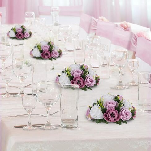 BLOSMON Flower Ball Centerpieces for Table 6 Pcs Centerpiece Flowers Fake Dusty Blue Rose Artificial Silk Floral Arrangement Center Piece Kissing Bouquet for Wedding Party Valentines Day Home Decor in Saudi Arabia