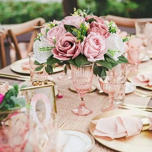 BLOSMON Flower Ball Centerpieces for Table 6 Pcs Centerpiece Flowers Fake Dusty Blue Rose Artificial Silk Floral Arrangement Center Piece Kissing Bouquet for Wedding Party Valentines Day Home Decor in Saudi Arabia