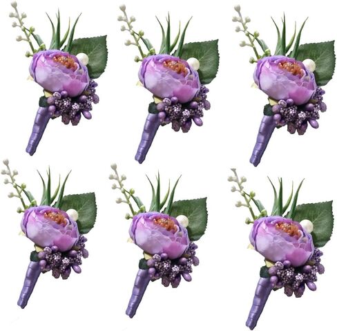 6 Pieces/lot Groom Boutonniere Man Buttonholes DIY Wedding Artificial False Flowers Party Decoration (wine red) in Saudi Arabia