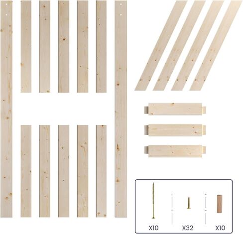 SMARTSTANDARD 30in x 84in Double Barn Door with 10ft Sliding Barn Door Hardware Kit & Handle,Pre-Drilled Ready to Assemble,DIY Unfinished Solid Spruce Wood Panelled Slab,K-Frame in Saudi Arabia