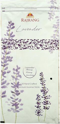 راجرانج، علبة أعواد بخور برائحة اللافندر الفاخرة ذات العطر العالي تحتوي على 120 عودًا (150 جرامًا) أغارباتي هندي ثمين مثالي للعبادة والتأمل والعلاج العطري in Kuwait