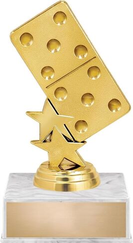 Crown Awards Dominoes Trophy, 6" Games Dominoes Trophy On White Luxury Trophy Base in Saudi Arabia