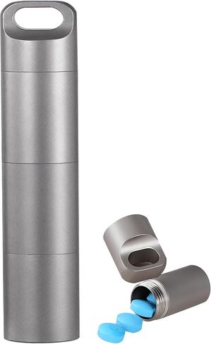 Small Keychain Pill Holder,304 Stainless Steel Portable Pill Case Organizer for Travel,Waterproof Pocket Pill Container Medicine Box for Purse Men (Mini Pill Case) in Saudi Arabia