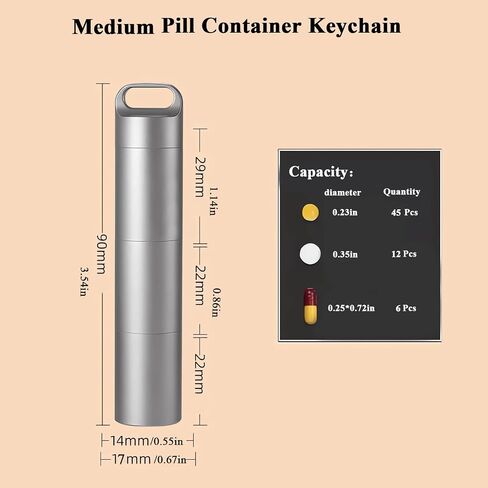 Small Keychain Pill Holder,304 Stainless Steel Portable Pill Case Organizer for Travel,Waterproof Pocket Pill Container Medicine Box for Purse Men (Mini Pill Case) in Saudi Arabia