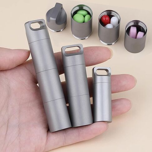 Small Keychain Pill Holder,304 Stainless Steel Portable Pill Case Organizer for Travel,Waterproof Pocket Pill Container Medicine Box for Purse Men (Mini Pill Case) in Saudi Arabia