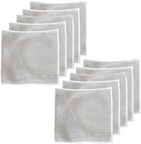 10PCS Non-Scratch Wire Dishcloth,Multipurpose Wire Dish Washing Rags,Wire Cleaning Cloth for Wet and Dry,Wire Dish Towels for Dishes,Sinks,Counters,Stove Tops in Saudi Arabia