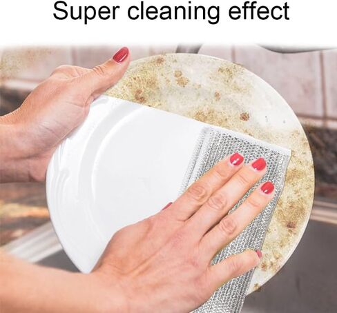 10PCS Non-Scratch Wire Dishcloth,Multipurpose Wire Dish Washing Rags,Wire Cleaning Cloth for Wet and Dry,Wire Dish Towels for Dishes,Sinks,Counters,Stove Tops in Saudi Arabia