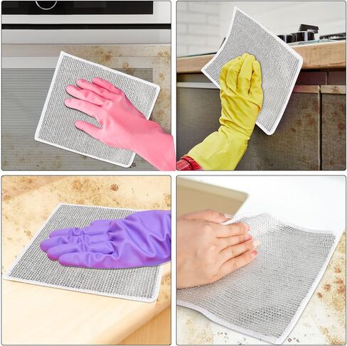 10PCS Non-Scratch Wire Dishcloth,Multipurpose Wire Dish Washing Rags,Wire Cleaning Cloth for Wet and Dry,Wire Dish Towels for Dishes,Sinks,Counters,Stove Tops in Saudi Arabia
