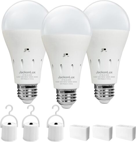 JackonLux Emergency Rechargeable Light Bulbs for Power Outage 2000mAh 80W Equivalent Ebulb Self-Charging Emergency Light Bulb with Charge Indicator Dimmable Soft White 3000K in Saudi Arabia