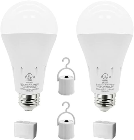 JackonLux Emergency Rechargeable Light Bulbs for Power Outage 2000mAh 80W Equivalent Ebulb Self-Charging Emergency Light Bulb with Charge Indicator Dimmable Soft White 3000K in Saudi Arabia