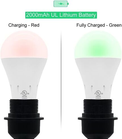 JackonLux Emergency Rechargeable Light Bulbs for Power Outage 2000mAh 80W Equivalent Ebulb Self-Charging Emergency Light Bulb with Charge Indicator Dimmable Soft White 3000K in Saudi Arabia