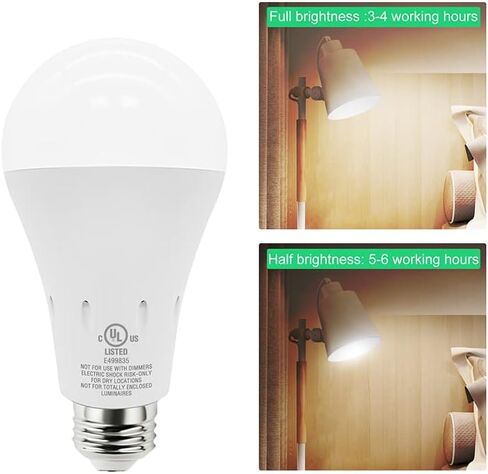 JackonLux Emergency Rechargeable Light Bulbs for Power Outage 2000mAh 80W Equivalent Ebulb Self-Charging Emergency Light Bulb with Charge Indicator Dimmable Soft White 3000K in Saudi Arabia