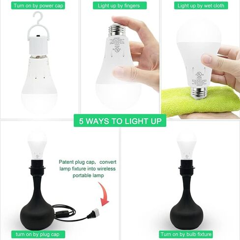 JackonLux Emergency Rechargeable Light Bulbs for Power Outage 2000mAh 80W Equivalent Ebulb Self-Charging Emergency Light Bulb with Charge Indicator Dimmable Soft White 3000K in Saudi Arabia