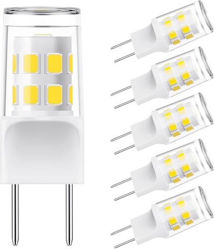 [Pack of 5] G8 Led Bulb, 3W Equivalent 20W-25W Halogen Bulb, G8 GY8.6 Bi-pin Base, T4 120V Puck Light Bulb for Replacement Microwave Light Bulbs, Under Counter Kitchen Lighting, Daylight White 6000K in Saudi Arabia