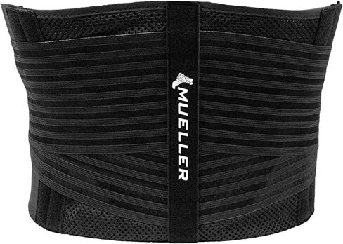 Mueller Sports Medicine 4-in-1 Lumbar Support Back Brace, Men and Women, Adjustable Lower Waist Belt, Back Pain Relief from Soreness, Fatigue, or Injury, Black in Saudi Arabia