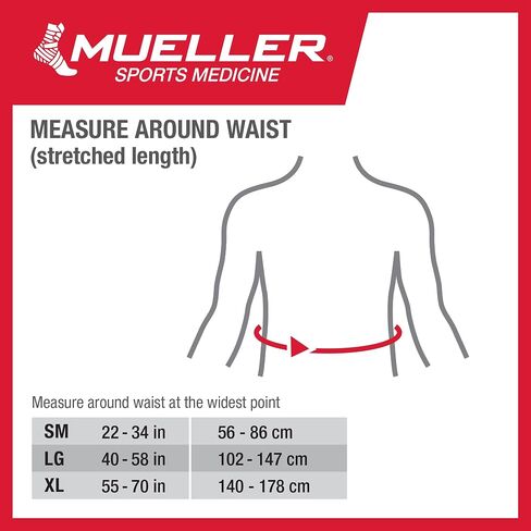 Mueller Sports Medicine 4-in-1 Lumbar Support Back Brace, Men and Women, Adjustable Lower Waist Belt, Back Pain Relief from Soreness, Fatigue, or Injury, Black in Saudi Arabia