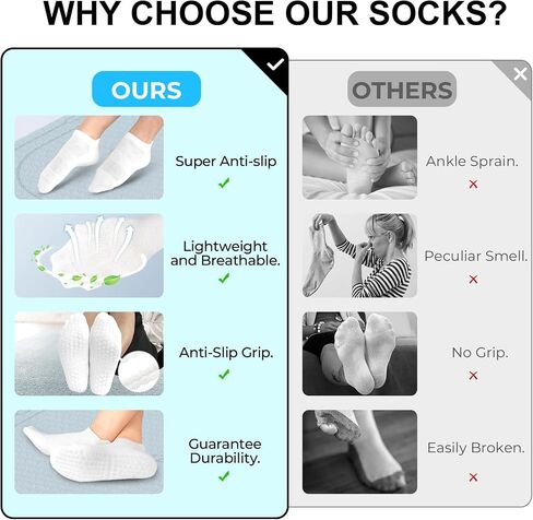 Pilates Socks with Grips Yoga Socks Grippy Socks for Women Non Slip for Barre,Workout 3 Pairs in Saudi Arabia