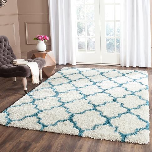 SAFAVIEH Kids Shag Collection Runner Rug - 2'3" x 9', Ivory & Multi, Rainbow Trellis Design, Non-Shedding & Easy Care, 2-inch Thick Ideal for High Traffic Areas in Living Room, Bedroom (SGK569A) in Saudi Arabia