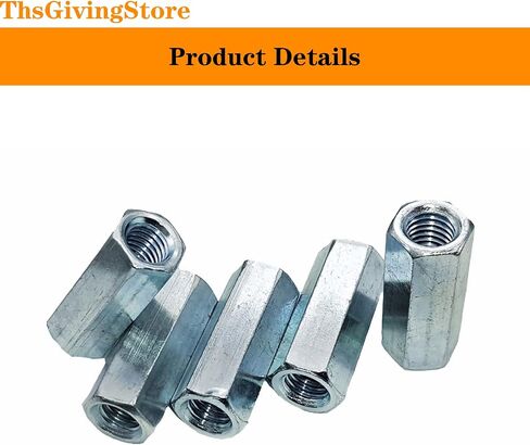 10pcs M8-1.25 x 28mm Long Rod Nut Hex Coupling Nuts, Zinc Plated Bolt Extender Female Thread Straight Fitting, Hex Rod Threaded Bar Nut in Saudi Arabia
