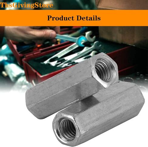 10pcs M8-1.25 x 28mm Long Rod Nut Hex Coupling Nuts, Zinc Plated Bolt Extender Female Thread Straight Fitting, Hex Rod Threaded Bar Nut in Saudi Arabia