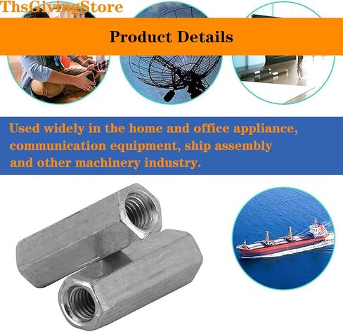 10pcs M8-1.25 x 28mm Long Rod Nut Hex Coupling Nuts, Zinc Plated Bolt Extender Female Thread Straight Fitting, Hex Rod Threaded Bar Nut in Saudi Arabia