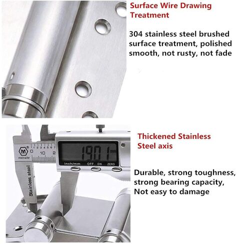 Ranbo Commercial Grade 304 Stainless Steel Ball Bearing Heavy Duty Double Action Spring Loaded Door Swing Hinge,Automatic Closing/self Closer/Adjustable Tension 5 x 6inch (1 Pair） (5 inch) in Saudi Arabia