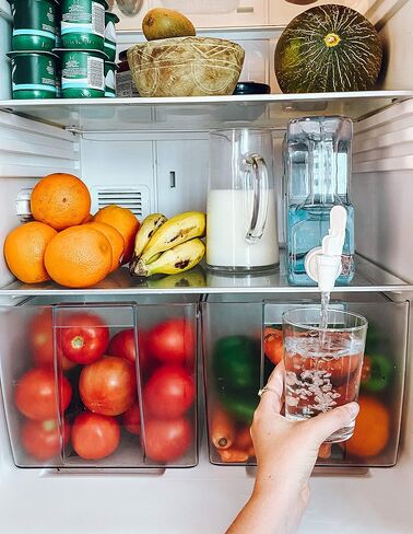 Water drink dispenser for fridge. 1.1 Gal. Pitcher Refrigerator. Reusable PETG plastic bottle with faucet, spigot. Pur water jug. Tank for drinks, cocktails, juice. Zero BPA.beach, camping. (1.1Gal) in Saudi Arabia