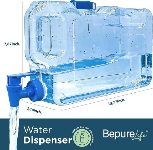 Water drink dispenser for fridge. 1.1 Gal. Pitcher Refrigerator. Reusable PETG plastic bottle with faucet, spigot. Pur water jug. Tank for drinks, cocktails, juice. Zero BPA.beach, camping. (1.1Gal) in Saudi Arabia