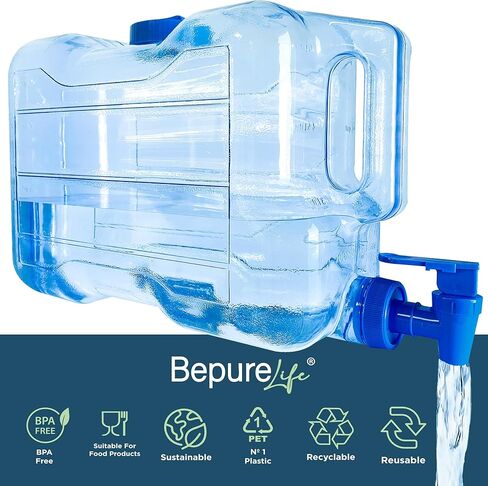 موزع مشروبات المياه للثلاجة. 1.1 جالون. ثلاجة إبريق. زجاجة بلاستيكية PETG قابلة لإعادة الاستخدام مع صنبور وحنفية. إبريق ماء بور. خزان للمشروبات والكوكتيلات والعصير. خالٍ من مادة BPA. الشاطئ، والتخييم. (1.1 جالون) in Saudi Arabia