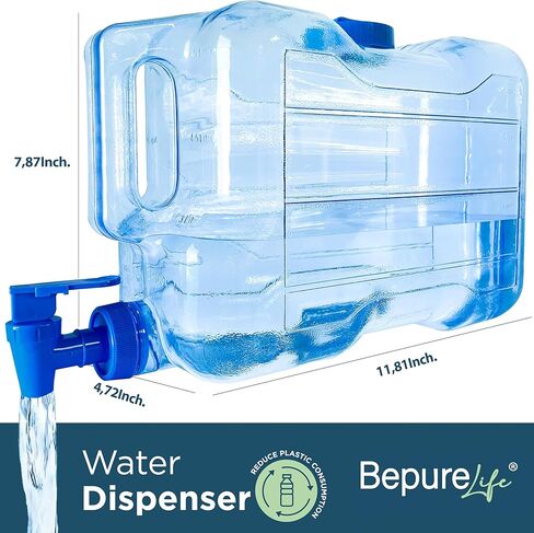 موزع مشروبات المياه للثلاجة. 1.1 جالون. ثلاجة إبريق. زجاجة بلاستيكية PETG قابلة لإعادة الاستخدام مع صنبور وحنفية. إبريق ماء بور. خزان للمشروبات والكوكتيلات والعصير. خالٍ من مادة BPA. الشاطئ، والتخييم. (1.1 جالون) in Saudi Arabia