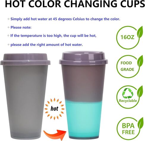 Color Changing Cups Set Cooler 24oz Reusable Plastic Cold Drink Cups with Lids and Straws for Adults -with Lids and Straws In Bright Colors, 5 Packs Iced Coffee Cups in Saudi Arabia